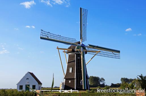 WindmÃ¼hle auf dem Land in Holland - kostenloses Bild