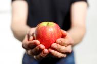 Mann hÃ¤lt Apfel ins Bild - gratis Foto | freestockgallery