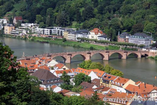 Heidelberg - Panoramablick auf die alte BrÃ¼cke